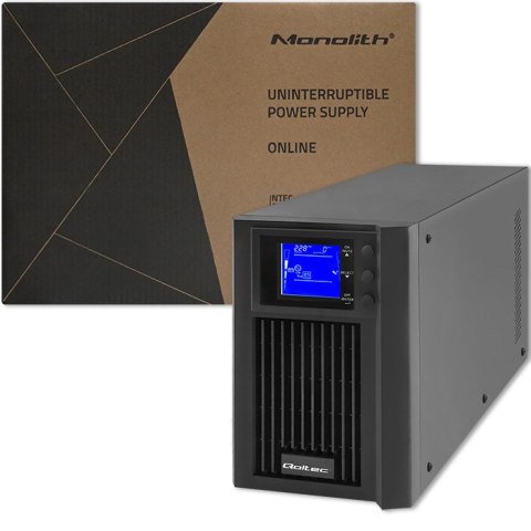 Qoltec Zasilacz awaryjny UPS | On-line | Pure Sine Wave | 2kVA | 1.6kW | LCD | USB