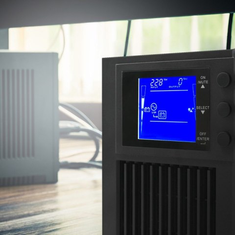 Qoltec Zasilacz awaryjny UPS | On-line | Pure Sine Wave | 2kVA | 1.6kW | LCD | USB