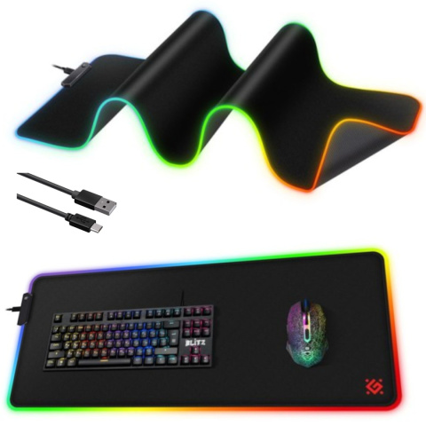 PODKŁADKA DEFENDER GAMING BLACK XXL LIGHT RGB 780x300x4mm