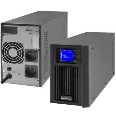 Qoltec Zasilacz awaryjny UPS | On-line | Pure Sine Wave | 2kVA | 1.6kW | LCD | USB