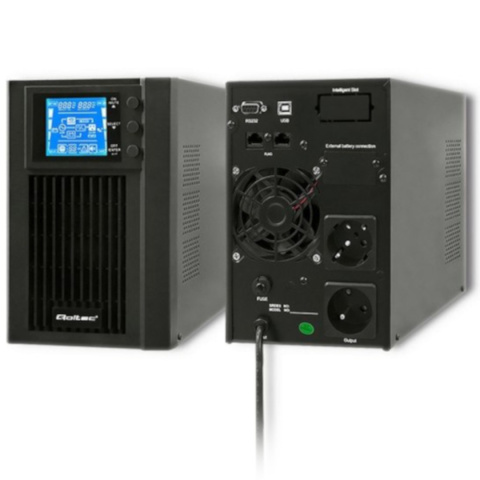 Qoltec Zasilacz awaryjny UPS | On-line | Pure Sine Wave | 1kVA | 800W | LCD | USB