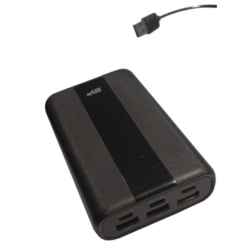 Powerbank Silicon Power QS55 20000mAh LCD QC3.0+PD 1x USB-C, 1x USB-A, 1x mUSB, 1x Lightning, czarny