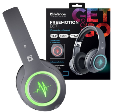 SŁUCHAWKI DEFENDER BLUETOOTH FREEMOTION B571 LED