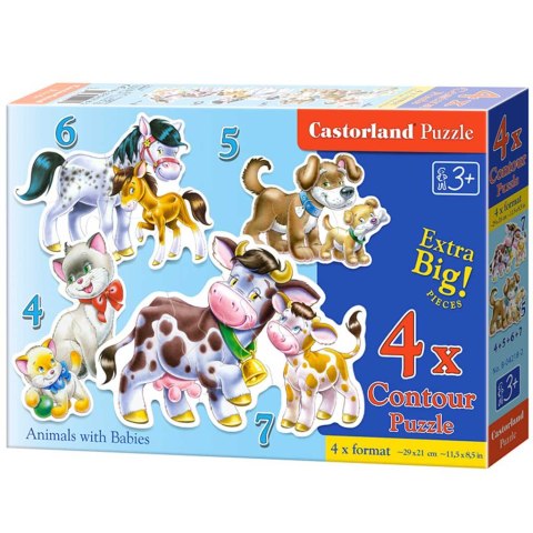 CASTORLAND Puzzle 4w1 Animals with Babies - Zwierzęta z dziećmi