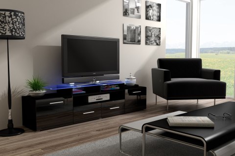 Szafka RTV EVORA 200 czarny/czarny połysk Szafka RTV EVORA 200 czarny/czarny połysk