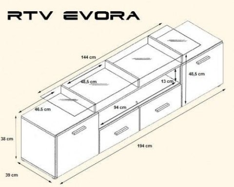 Szafka RTV EVORA 200 czarny/szary połysk Szafka RTV EVORA 200 czarny/szary połysk