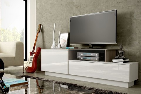 Szafka RTV SIGMA3 180 biały/biały połysk + sonoma Szafka RTV SIGMA3 180 biały/biały połysk + sonoma