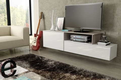 Szafka RTV SIGMA3 180 biały/biały połysk + sonoma Szafka RTV SIGMA3 180 biały/biały połysk + sonoma
