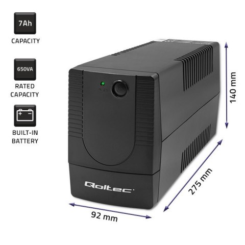 QOLTEC ZASILACZ AWARYJNY UPS LINE INTERACTIVE | MONOLITH | 650VA | 360W