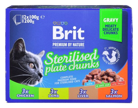 Brit Cat Pouches STERILE PLATE 1200g (12x100g)