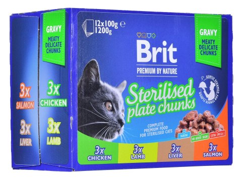 Brit Cat Pouches STERILE PLATE 1200g (12x100g)