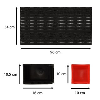 Organizer ścienny warsztatowy garażowy ścianka narzędziowa półki uchwyty haczyki wieszaki pojemniki 48x21x1 cm