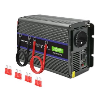 Przetwornica napięcia Qoltec Monolith 2000 MS Wave | 12V na 230V | 1000/2000W | USB