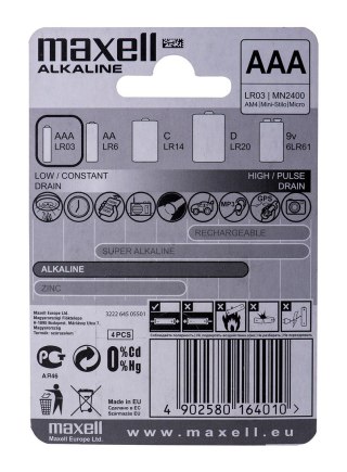 Bateria MAXELL alkaliczna LR03, 4 szt.