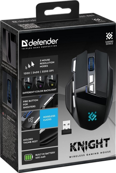 MYSZ DEFENDER GM-885 KNIGHT RF BEZPRZEWODOWA 3200dpi 8P CZARNA