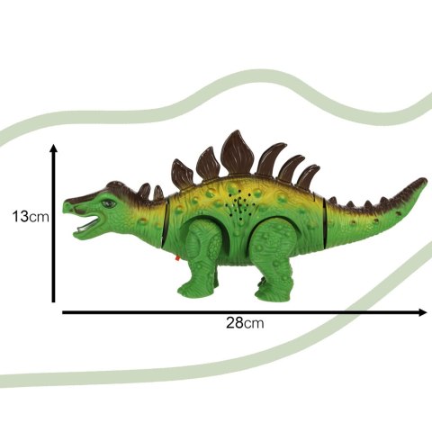 Dinozaur Stegozaur chodzi świeci ryczy