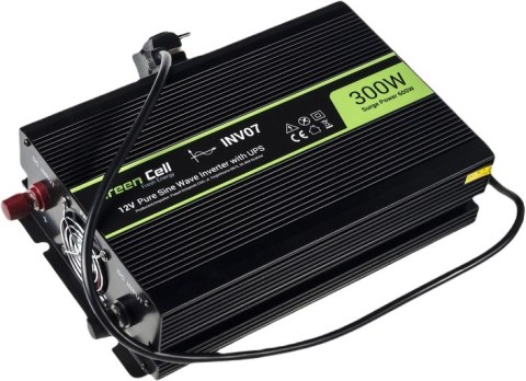 ZESTAW PRZETWORNICA Green Cell 12V->230V 300W/600W CZYSTY SINUS + AKUMULATOR AGM ULTRACELL 12V 100Ah