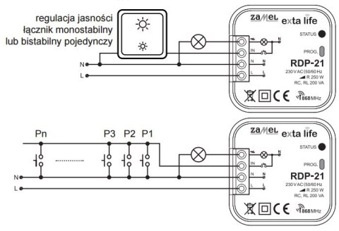 EXTA LIFE RDP-21 RADIOWY ŚCIEMNIACZ OŚWIETLENIA