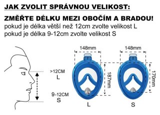 Pełnotwarzowa Maska do Nurkowania z Fajką ACRA - Rozmiar L Szara