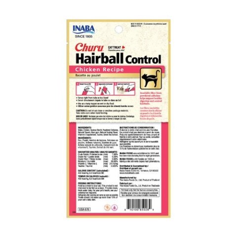 Przysmak INABA CAT CHURU HAIRBALL Kurczak 4x14g (56g)