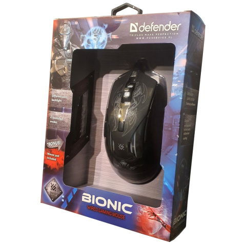 MYSZ DEFENDER BIONIC GM-250L 3200DPI 6P + PODKŁADKA + GRA