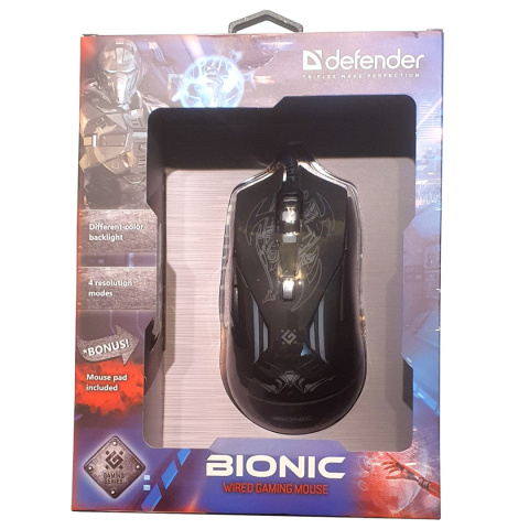 MYSZ DEFENDER BIONIC GM-250L 3200DPI 6P + PODKŁADKA + GRA