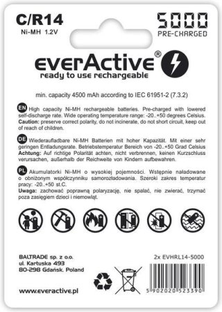 Akumulatorki C / R14 everActive Ni-MH Ni-MH 5000 mAh Professional line (box 2 szt.)