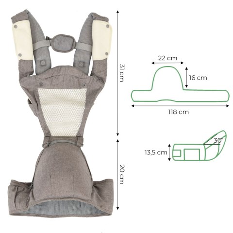 Nosidełko i pas biodrowy z szelkami do noszenia dzieci 15kg ECOTOYS