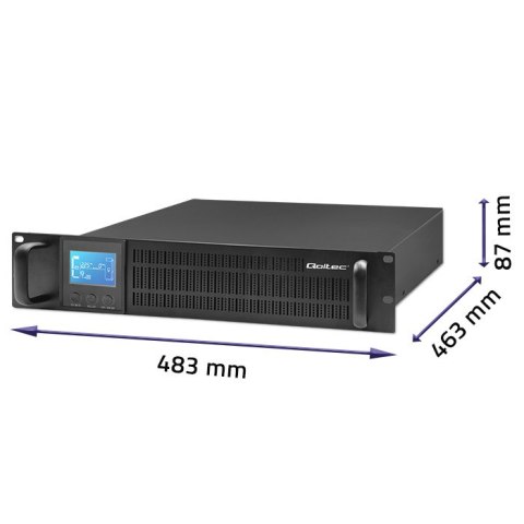 Qoltec Zasilacz awaryjny UPS RACK | 1KVA | 800 W | LCD