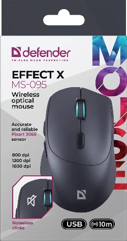 MYSZ DEFENDER EFFECT X MS-095 RF CZARNA 1600dpi 6P