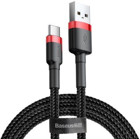 KABEL USB-A -> USB-C Baseus Cafule CATKLF-A91 50cm 3A QC 3.0 CZARNO-CZERWONY W OPLOCIE