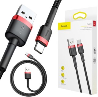 KABEL USB-A -> USB-C Baseus Cafule CATKLF-B91 100cm 3A QC 3.0 CZARNO-CZERWONY W OPLOCIE