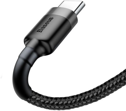 KABEL USB-A -> USB-C Baseus Cafule CATKLF-BG1 100cm 3A QC 3.0 CZARNO-SZARY W NYLONOWYM OPLOCIE