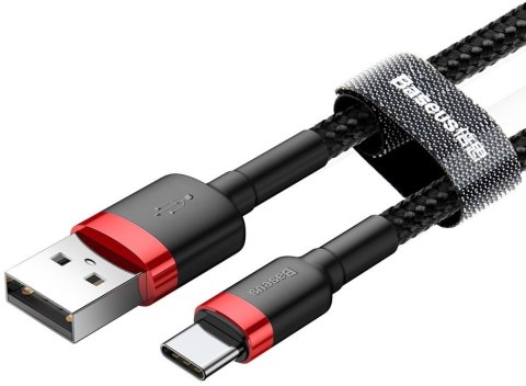 KABEL USB-A -> USB-C Baseus Cafule CATKLF-C91 200cm 2A QC 3.0 CZARNO-CZERWONY W OPLOCIE