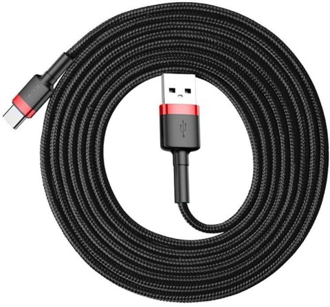 KABEL USB-A -> USB-C Baseus Cafule CATKLF-C91 200cm 2A QC 3.0 CZARNO-CZERWONY W OPLOCIE