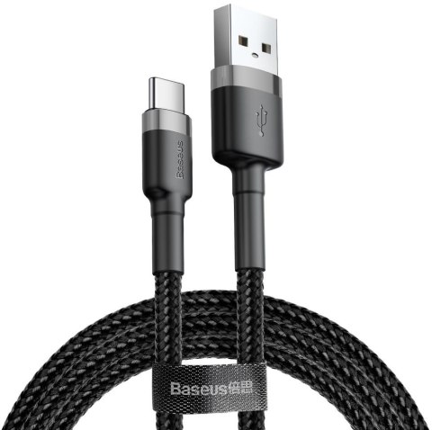 KABEL USB-A -> USB-C Baseus Cafule CATKLF-CG1 200cm 2A QC 3.0 CZARNO-SZARY W NYLONOWYM OPLOCIE