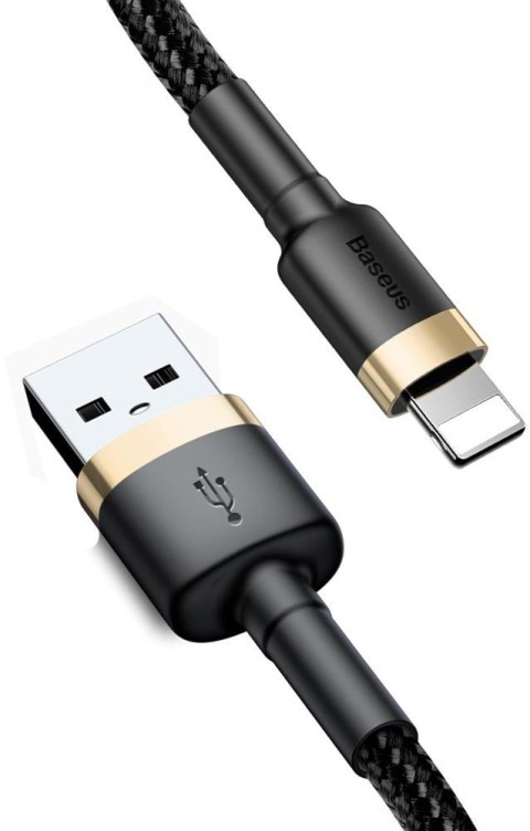 KABEL USB-A -> Lightning / iPhone Baseus Cafule CALKLF-BV1 100cm Apple 2.4A CZARNO-ZŁOTY W OPLOCIE