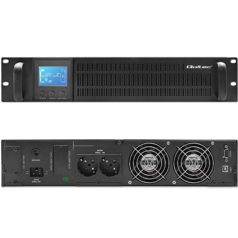 Qoltec Zasilacz awaryjny UPS RACK | 3KVA | 2400 W | LCD