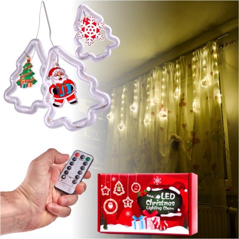 Lampki LED kurtyna z obrazkami w choinkach 3m 10 żarówek USB