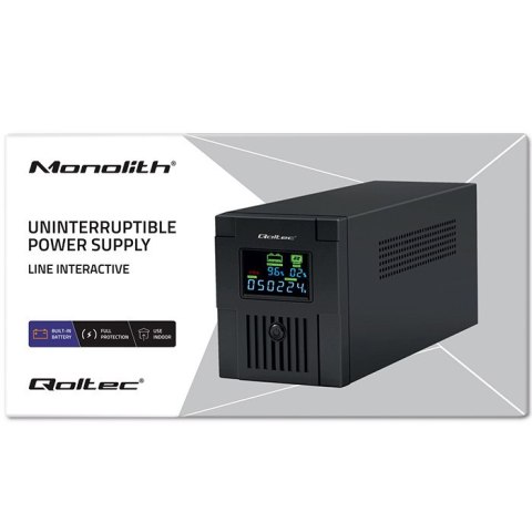 Qoltec Zasilacz awaryjny UPS | Monolith | 1500VA | 900W | LCD | USB