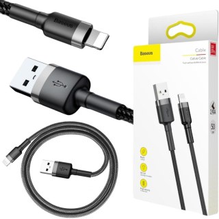 KABEL USB-A -> Lightning / iPhone Baseus Cafule CALKLF-AG1 50cm Apple 2.4A CZARNO-SZARY W OPLOCIE