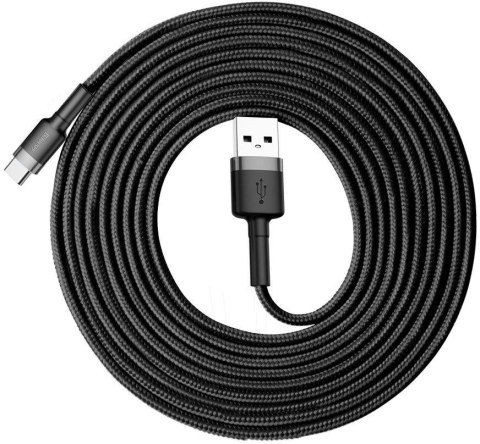 KABEL USB-A -> USB-C Baseus Cafule CATKLF-UG1 300cm 3A QC 3.0 CZARNO-SZARY W NYLONOWYM OPLOCIE