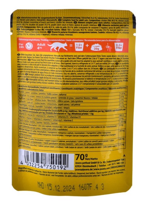 Josera Karma Filet kurczak dla kota 70g Josera Karma Filet kurczak dla kota 70g