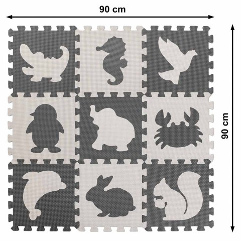 Puzzle piankowe mata dla dzieci 9 el. czarny-ecru