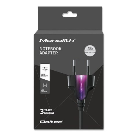 Qoltec Zasilacz do Lenovo 65W | 20V | 3.25A | Slim tip+pin| +kabel zasilający