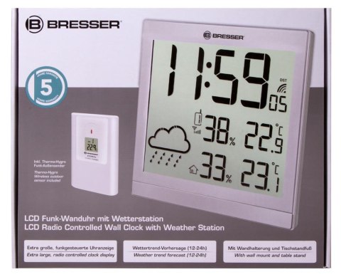 Stacja meteorologiczna Bresser TemeoTrend JC LCD RC (zegar ścienny), czarna