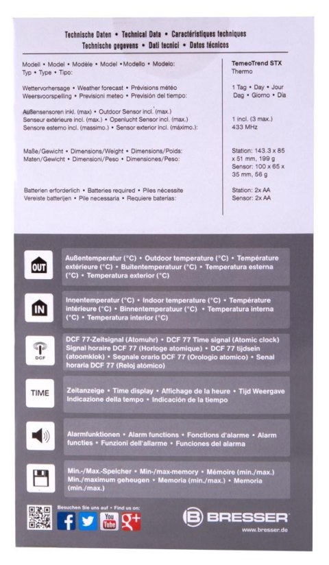 Stacja meteorologiczna Bresser TemeoTrend STX RC, czarna