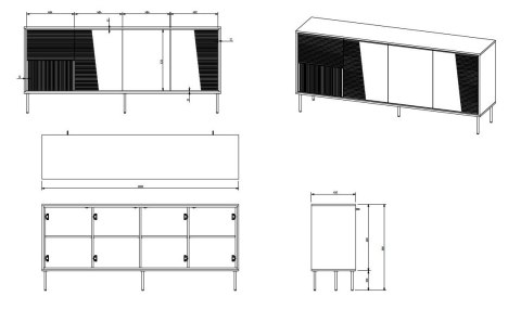 Komoda 4D ABI 200x45x88 biały mat