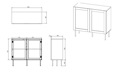 Komoda JUTA 2D 100x39,5x90 czarny + linol calabria