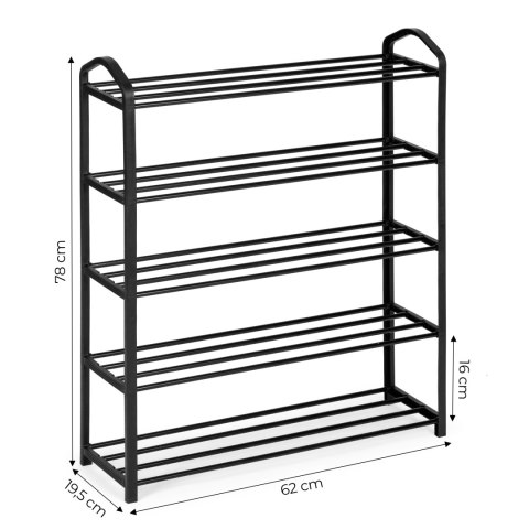 Regał na buty metalowy 5 półek 15 par butów